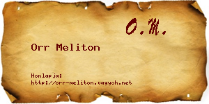 Orr Meliton névjegykártya